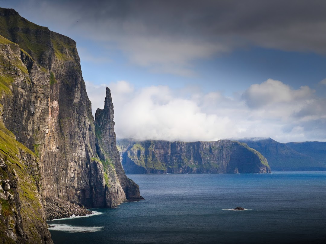 Faroe Islands coastal road and cliff scenery for rental-car advice