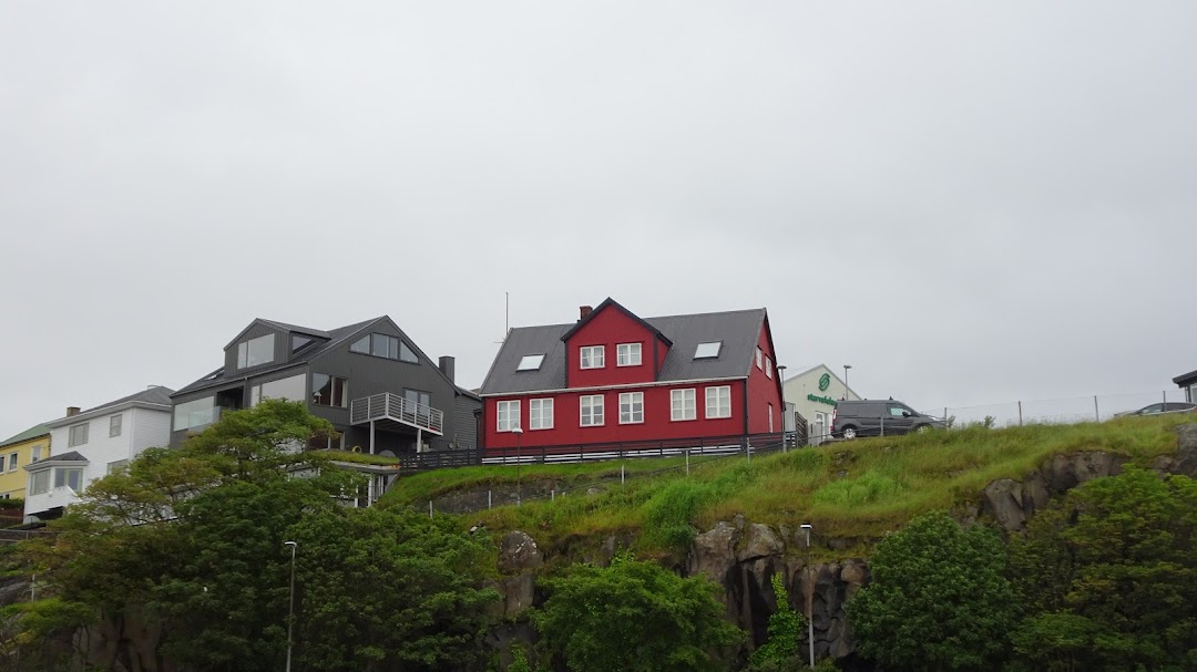 Colorful Torshavn hillside buildings for the arrival day