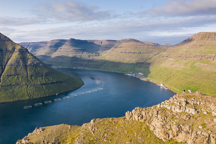 Northern islands mountain and sea view for the Kalsoy day