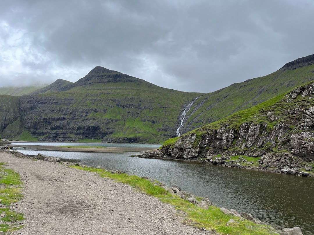 Saksun valley stream and waterfall scenery for north Streymoy